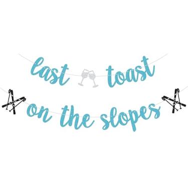 Imagem de Last Toast on the Slopes Banner Winter Apres Ski Bridal Shower Decoration Winter Bachelorette Party Decoration Light Blue Glitter