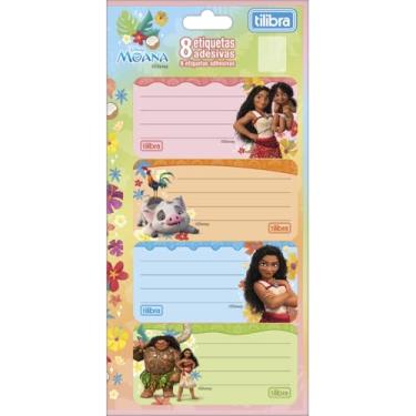 Imagem de Etiqueta Escolar Decorada, Tilibra, Moana, com 8 Etiquetas, 100 mm x 208 mm, Pacote com 10