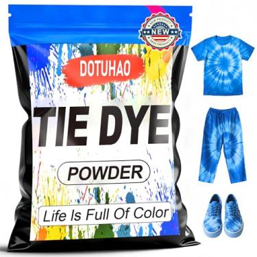 Imagem de DOTUHAO Pó tie dye, corante de tecido azul, 450 g para roupas, corantes criativos para roupas, perfeitos para artes e artesanato, arte em tecido DIY (azul, 500 g)