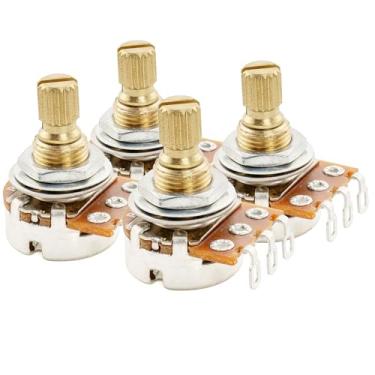 Imagem de Musiclily Pro B250K Mini potes de latão métrico dividido eixo curto 6,5 mm Potenciômetros cônicos lineares para baixo de guitarra elétrica (conjunto de 4)