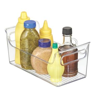 Imagem de iDesign 72530 Caixa organizadora de plástico para geladeira com alças, recipiente transparente para alimentos, bebidas, legumes, despensa, livre de BPA, 14 x 28,5 x 12,7 cm, transparente