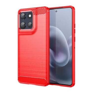 Imagem de CruzerLite Capa para Moto G100 Pro, design de textura de fibra de carbono, antiarranhões, absorção de choque, projetada para Moto G100 Pro (2025) (vermelho)