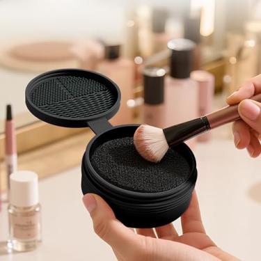 Imagem de Esponja de pincel de maquiagem caixa de limpeza a seco com tapete de limpeza
