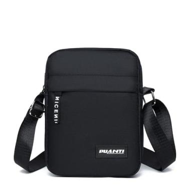 Imagem de Bolsa masculina de nylon portátil casual bolsa tiracolo negócios (preto)