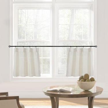 Imagem de Cortinas Lino Rosa para cozinha com 50 cm de largura, plissadas, trans