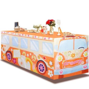 Imagem de Toalha de mesa xbaiyanr Groovy Bus 70x30x30in para festa dos anos 60 e
