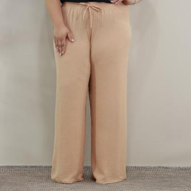 Imagem de Calça Plus Size Pantalona Feminina Soltinha Elástico Fino na Cintura C