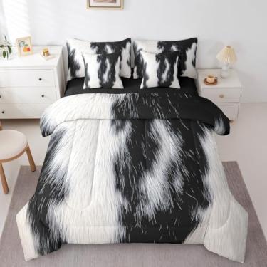 Imagem de Erosebridal Jogo de cama casal casal com estampa de vaca bovina, rústico, de animais de fazenda, caubói ocidental, para crianças, adolescentes, adultos, homens, decoração de quarto