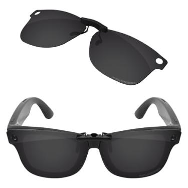 Imagem de Firtox Clipes de óculos de sol polarizados para Ray-Ban Meta Wayfarer RW4012 (Gen 2) 53 mm (tamanho 53-22), proteja seus olhos, Preto liso, RW4012-53-22