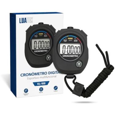 Imagem de Cronômetro Digital Esportivo com Alarme, Bússola, Visor LCD Grande e Função 12/24h – Preto