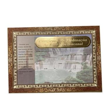 Imagem de Certificado Diploma Diácono em Auto Relevo Dourado - Pacote com 10 Uni