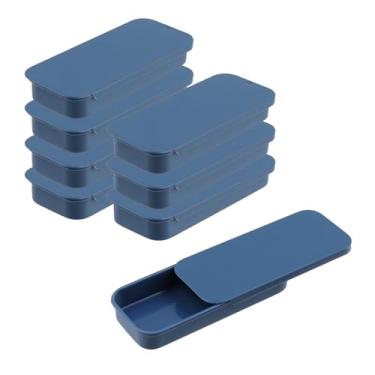 Imagem de MY MIRONEY 8 peças de recipientes de lata de metal, azul, caixa de armazenamento pequena, retangular, vazia, articulada, caixa para doces, joias, artesanato, kit de sobrevivência, 8 cm x 3,4 cm x 1,1