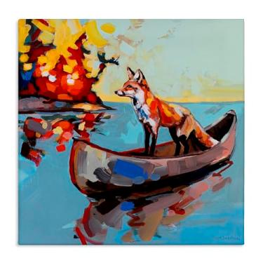 Imagem de Stupell Industries Arte de parede em tela Fox's Voyage on Canoe, design por Adam Swanson, 61 x 61 cm