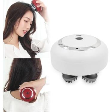 Imagem de Massageador Elétrico de Cabeça USB Tipo C – Portátil, 3 Modos de Massagem, Anti-Estresse e Super Relaxante | Branco