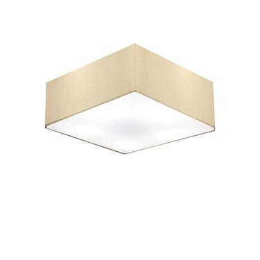 Imagem de Plafon Quadrado Md-3001 Cúpula Em Tecido 12/35x35cm Algodão Crú - Bivolt