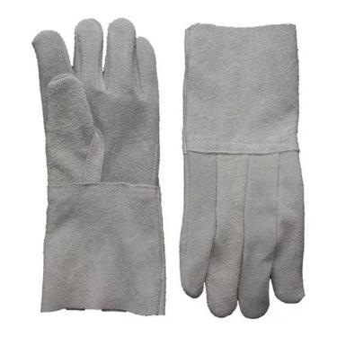 Imagem de Luva Raspa Couro P15 Epi Segurança Cano Longo Pedreiro Ca