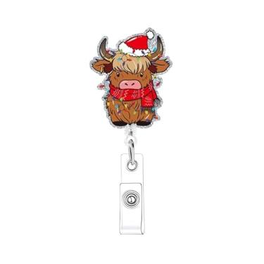 Imagem de Carretel de crachá de Natal engraçado com clipe retrátil para enfermeira médica, crachá de enfermeira com nome de Natal, carretéis de acrílico jacaré para professores de enfermagem e trabalhadores