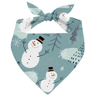 Imagem de Bandanas para cães de Natal, bandana para cães, boneco de neve azul, cachecol triangular para animais de estimação, bandana de férias para cães pequenos e médios