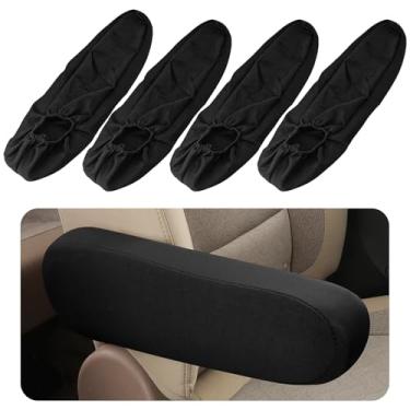 Imagem de LUSTRIB 4 peças de capas de apoio de braço para carro, tecido elástico, protetor de almofada universal para descanso do braço do assento dianteiro, substituição da capa da tampa do console central