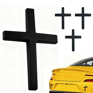 Imagem de 4 peças de metal Jesus Cristo adesivos de crachá para carro e caminhão corpo para-lama cauda - 2,5" × 1,20.3 cm 3D Christian Auto Emblem decalque, acessórios de decoração exterior à prova d'água