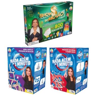 Imagem de Jogo tabuleiro Show Do Milhao + 2 Nada Alem De 1 Minuto Jogos Para Família - Pais e Filhos