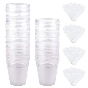 Imagem de HOVEOX Vasos de plantas de 7,6 cm com 100 etiquetas de plantas, vasos de jardinagem de plástico transparente, vasos de plantas para suculentas para plantar, plantador de ervas para suculentas para sementes, vegetais suculentas