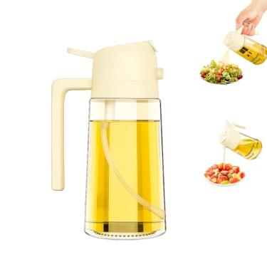 Imagem de Pulverizador de azeite de oliva de vidro 470 ml – Dispensador de óleo 2 em 1 e frasco de spray para cozinhar, controle de porções, salada, fritadeira a ar, churrasco – à prova de vazamento, frasco de
