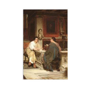 Imagem de MOBYAT Pôster The Discourse de Lawrence Alma Tadema Impressões, reprodução de pintura a óleo, impressão giclée em tela, arte de parede pronta para pendurar para decoração de quarto de casa. 45 x 30 cm
