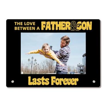 Imagem de Bgohrd Porta-retrato de pai, porta-retratos The Love Between A Father And Son Lasts Forever, presente de aniversário e Natal para pai do filho, moldura acrílica 10 x 15 cm, 05