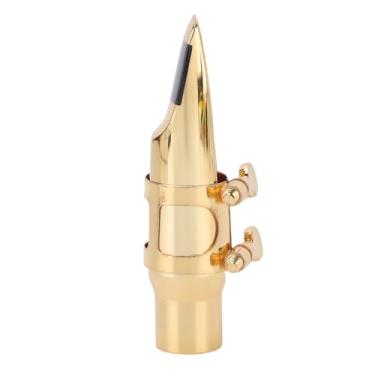 Imagem de RiToEasysports Bocal de Saxofone Alto, Conjunto de Bocal de Saxofone Alto C-6 de Latão Com Tampa e Ligadura para Profissionais Iniciantes, Acessórios de de Metal Dourado Duráveis ​​de Tom Brilhante