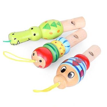 Imagem de Dpofirs Apito de Madeira de Desenho Animado Colorido, Brinquedo Musical Educacional Infantil, Jogos Interativos e Reuniões Familiares Feitos de Madeira Premium para Crianças