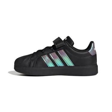 Imagem de adidas Tênis infantil unissex Streetalk elástico de renda e alça, Preto/iridescente/branco, 15