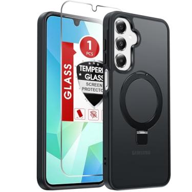 Imagem de LeYi Capa para celular Galaxy A16-5G: Capa compatível com Samsung A16 5G [Mag-Safe Fit] com protetor de tela, película fosca translúcida de toque suave e suporte Funda para A 16, preta