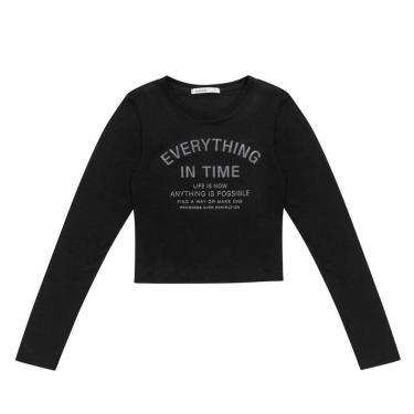 Imagem de Blusa Feminina Rovitex Manga Longa Com Brilho Preto-Feminino