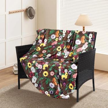 Imagem de Cobertor floral de 127 x 178 cm, cobertor de flores vintage, cobertor de pelúcia de flanela macia, cobertor de decoração de dopamina, cobertor de cama de flores coloridas para sofá, melhor presente de