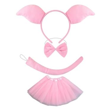 Imagem de LCSVCCXA Conjunto de fantasia de porco com saia para fotos, ideal para apresentações de máscaras, carnaval e festivais, Sem Nariz