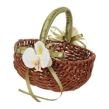 Imagem de oshhni Cesta para Daminha de Honra, Recipiente para Presente, Acessórios para Noiva, Cesta de, de Vime para Doces, Coleção Festas e Artigos para, Flor Verde-clara