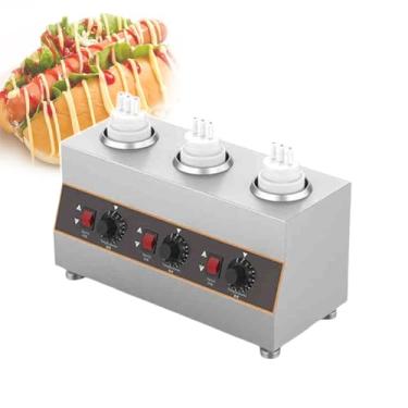 Imagem de CNAOHGHN Aquecedor De Molho De Queijo Com Manteiga De Chocolate, Dispensador De Calda De Chocolate Quente,Com Frascos De Molho De 650ml,Temperatura AjustáVel De 30°C A 85°C,2 MéTodos De Aquecimento