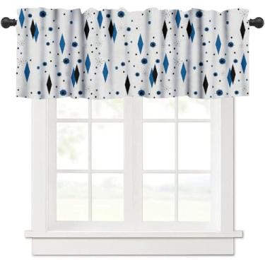Imagem de Cortinas de saia de meados do século, retrô atômico starburst vintage moderno abstrato geométrico padrão 1950 cortina de janela para quarto sala de estar cozinha 137 x 45 cm