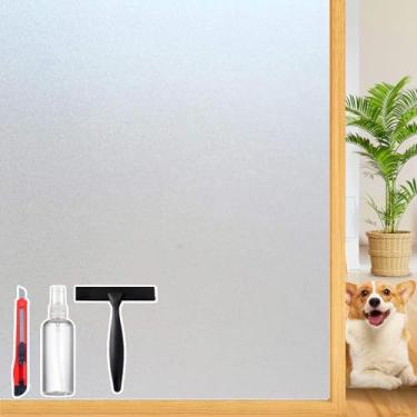 Imagem de Película de privacidade para janela de vidro fosco decorativa com ferramentas, película de privacidade de cobertura bidirecional para janelas de vidro, matiz de aderência estática para casa anti-UV