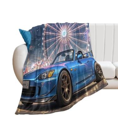 Imagem de HouLaiZhe Cobertor Super Macio Flanela Japão JDM Carro S2000 Roda Gigante Cobertores de Refrigeração Leve para Sofá-Cama Cadeira Sofá Carro Viagem ao Ar Livre Leve Quente 76 cm x 101 cm