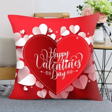 Imagem de Capa de travesseiro de dia dos namorados, lindas fronhas decorativas quadradas com zíper invisível para decoração de sofá, quarto (coração)
