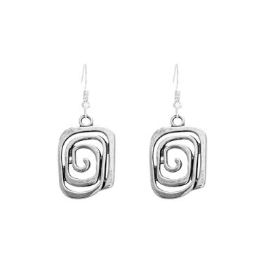 Imagem de Just Follow Brincos de vórtice quadrados geométricos vazados para mulheres, modernos, minimalistas, espirais, pendentes para uso diário, Large, Metal, Sem pedra preciosa