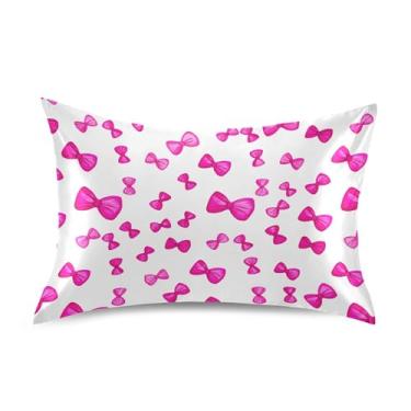 Imagem de SEHANY Capas de almofada de seda com laço rosa para cabelo e pele, capas de almofada de cetim respiráveis macias e refrescantes com fecho de envelope, tamanho king (50,8 x 101,6 cm)