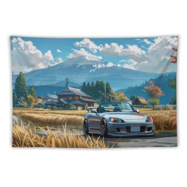 Imagem de HouLaiZhe Tapeçaria de carro anime japonês Jdm carro S2000 campo pendurar na parede quarto decoração de casa tapeçarias estética piquenique decoração de parede arte de parede para dormitório sala de