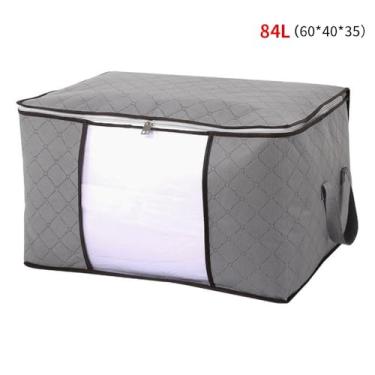 Imagem de Caixa Saco Organizador Grande Edredom Cobertor Casaco Guarda Roupa Ecológico Anti-Poeira Umidade (1PC-84L-Cinza)