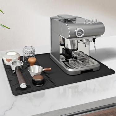 Imagem de Volminex Tapete de café, tapetes de barra de café de 40,6 x 58 cm para bancada com tapete removível, tapete de balcão de cozinha de secagem de silicone, adequado para utensílios de mesa e máquinas de