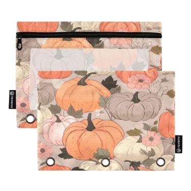 Imagem de Wassud Abóboras coloridas pacote com 2 pastas para fichário com 3 furos, pasta organizadora de arquivos para casa, escritório