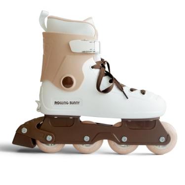 Imagem de RollingBunny Patins em linha para mulheres e meninas - Lâminas de rolo de tamanho ajustável para mulheres adultas, concha rígida ABEC-7, cáqui