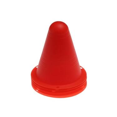 Imagem de Cones de marcação de futebol de futebol ajustáveis - Pacote com 5 discos de treinamento de plástico para exercícios esportivos e exercícios de agilidade (5 peças, vermelho)